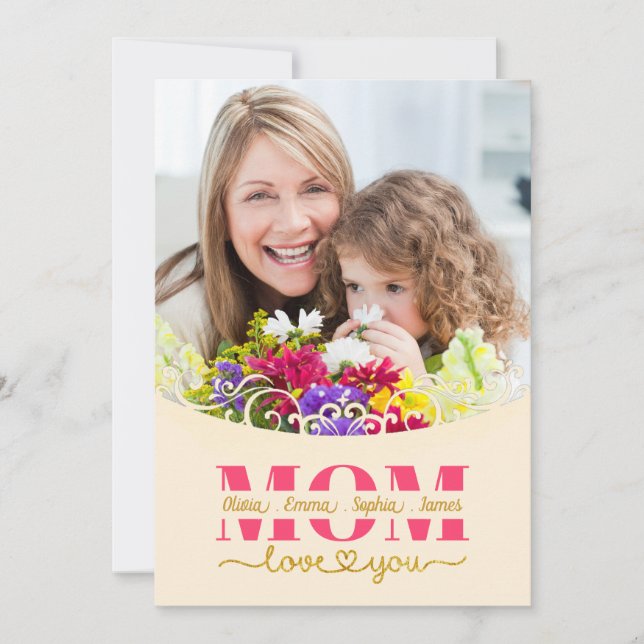 Carte Custom Mother's Day I Photo & Personal Message (Devant)