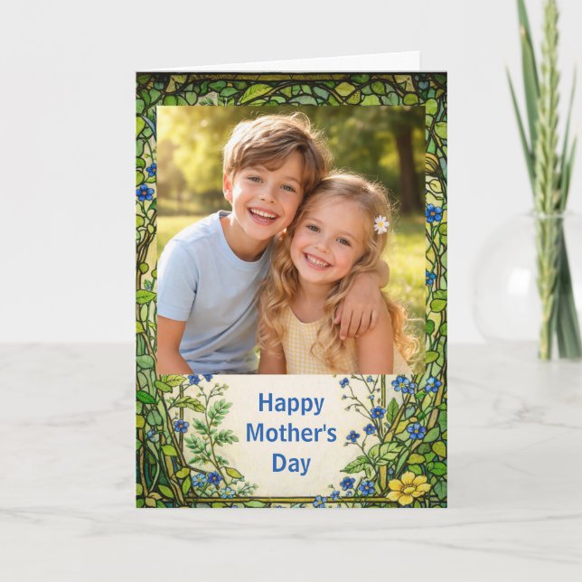 Carte Custom Photo Happy Mother’s Day floral (Devant)