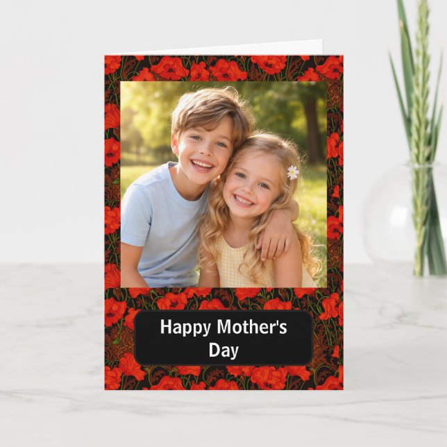 Carte Custom Photo Happy Mother’s Day floral Poppies (Devant)