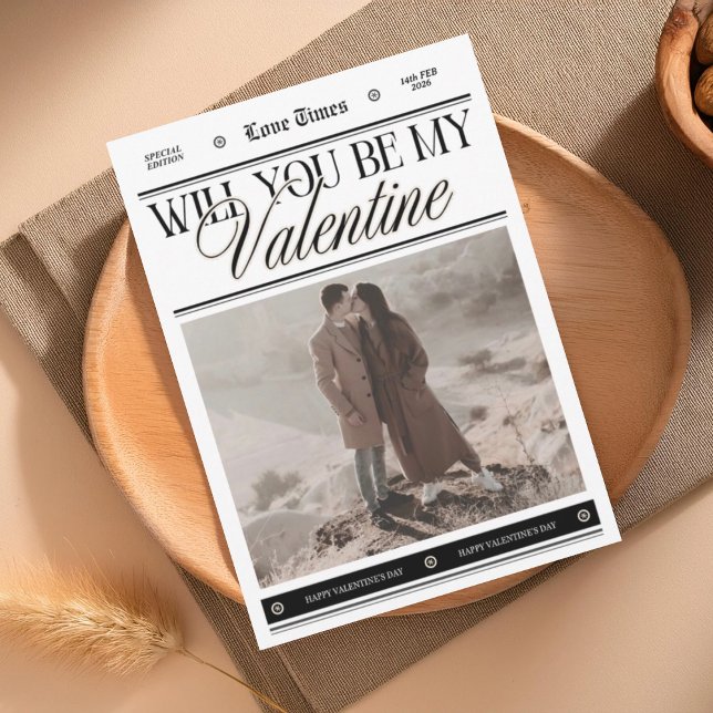 Carte Custom photo newspaper Valentine's day (Créateur téléchargé)