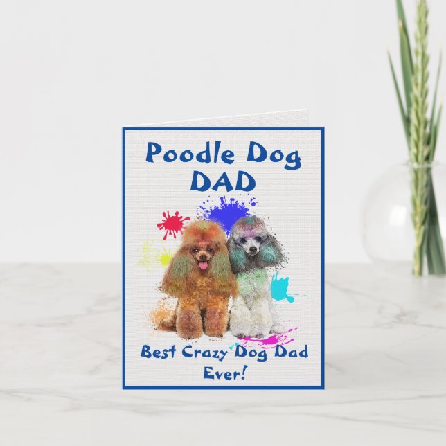 Carte Custom Poodle Papa Chien Meilleur Chien fou Papa D (Devant)