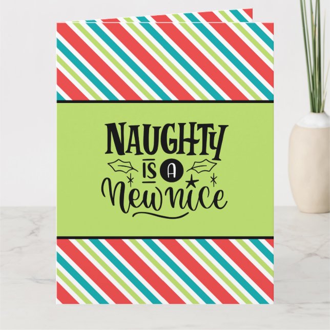 Carte Custom Retro Noël "Naughty is a New Nice" (Devant)