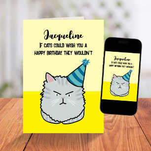 Carte Custom Sarcastic Funny Chat Caricature Joie Annive