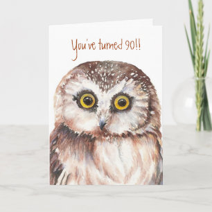 Carte Custom Shocked Funny-Little Owl, 90e anniversaire