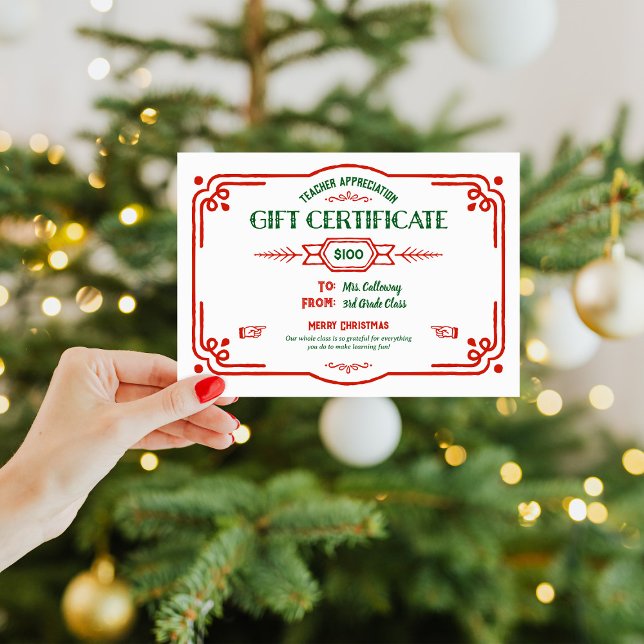 Carte Custom Teacher Appreciation Gift Certificate (Créateur téléchargé)
