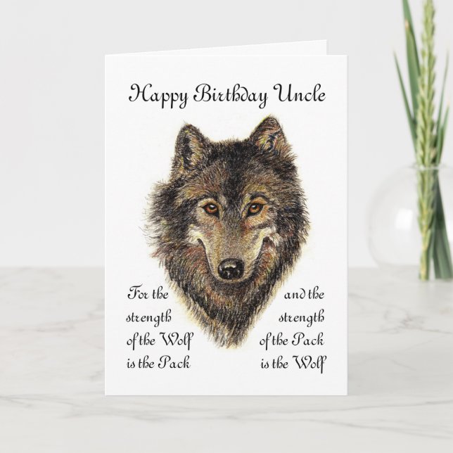 Carte Custom Uncle Birthday -Wolf and Pack Quote (Devant)
