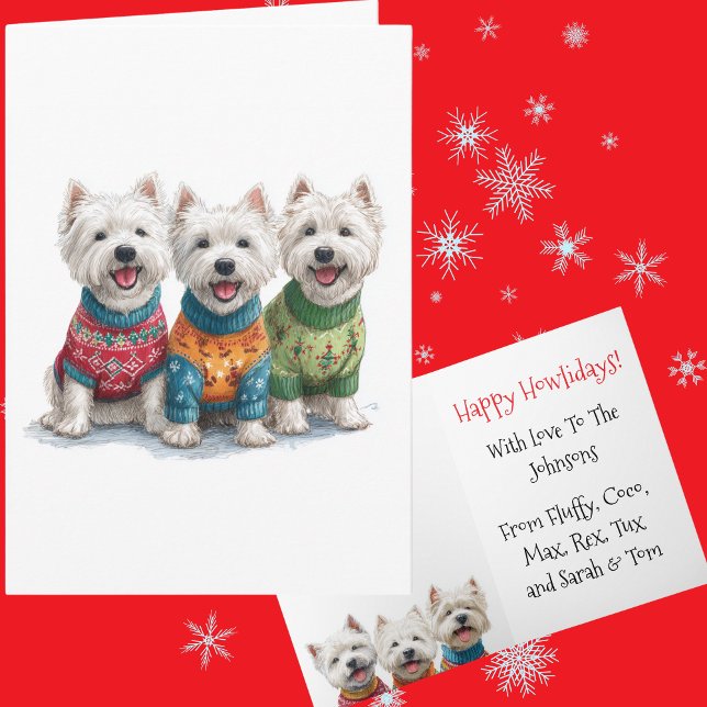 Carte Custom White Westie Noël laide Sweater Holiday (Créateur téléchargé)