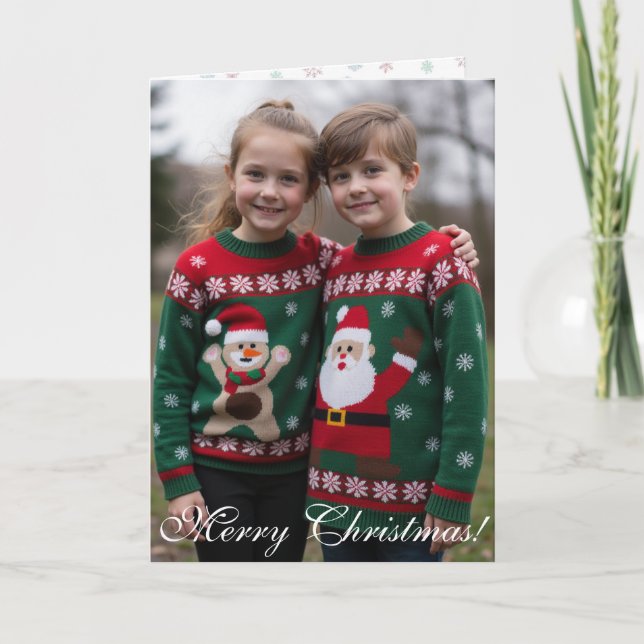 Carte Customisable Digital Photo Centrepiece Folded Xmas (Devant)