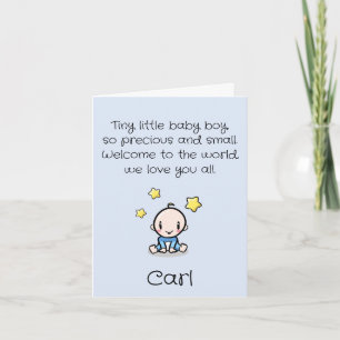 Carte Customisé Baby Boy Félicitations Avec Texte, Ca