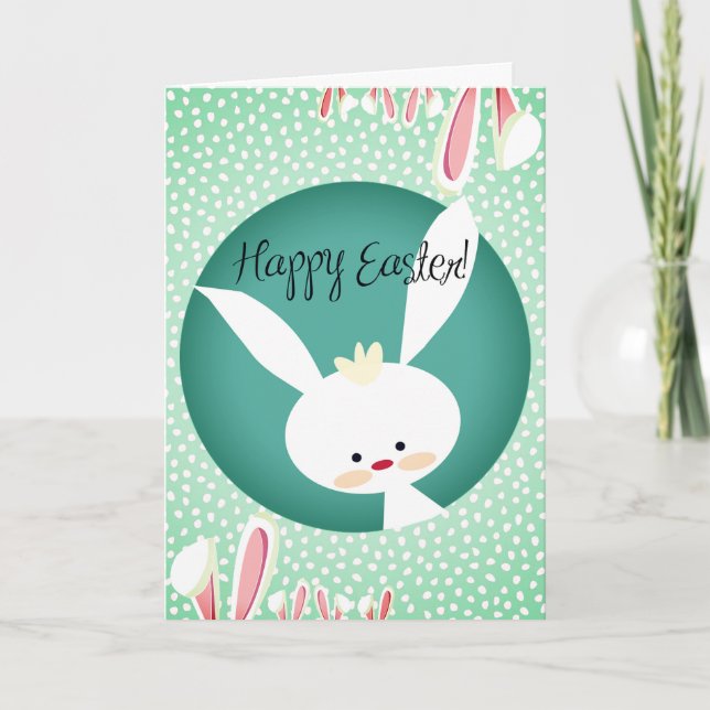 Carte Customisé HAPPY EASTER rustique lapin esthétique (Devant)
