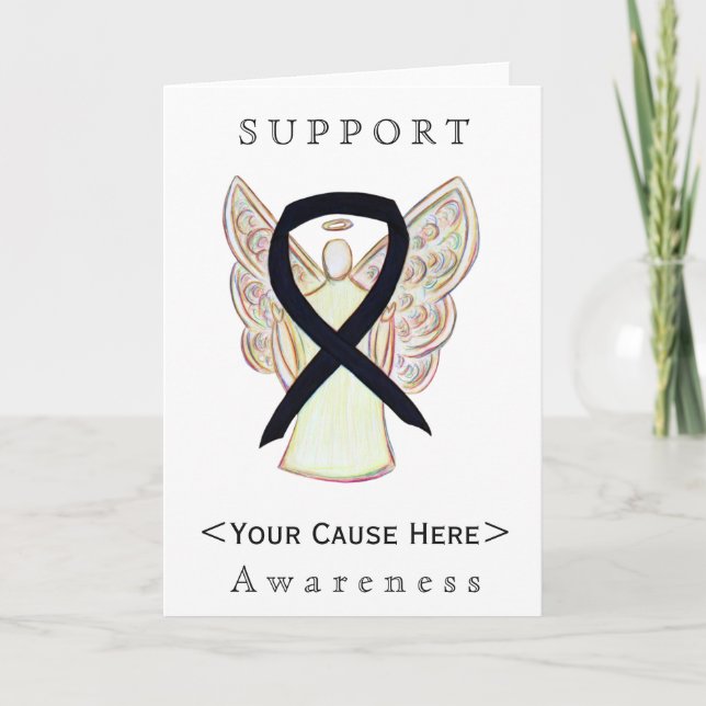 Carte Customisée Black Awareness Ribbon Angel (Devant)