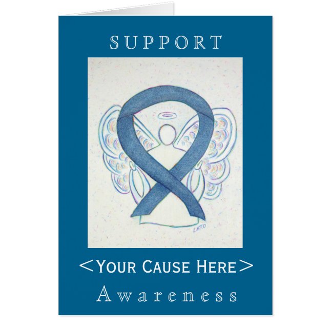 Carte Customisée Blue Denim Awareness Ribbon Angel (Devant)