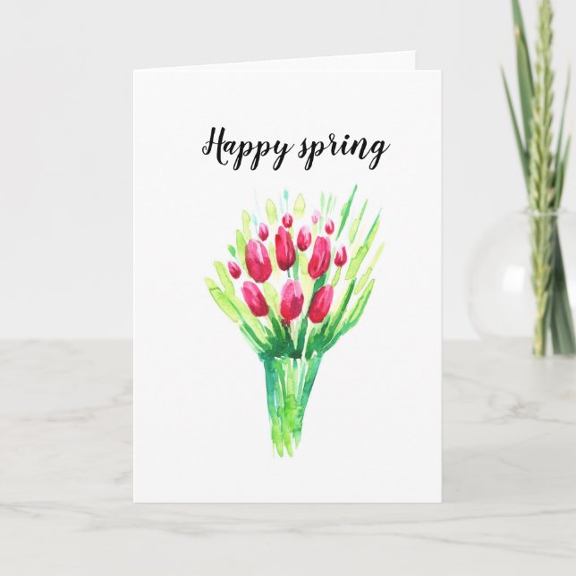 Carte customisée brillante des tulipes. (Devant)