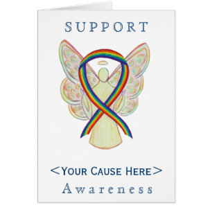 Carte Customisée Rainbow Awareness Ribbon Angel