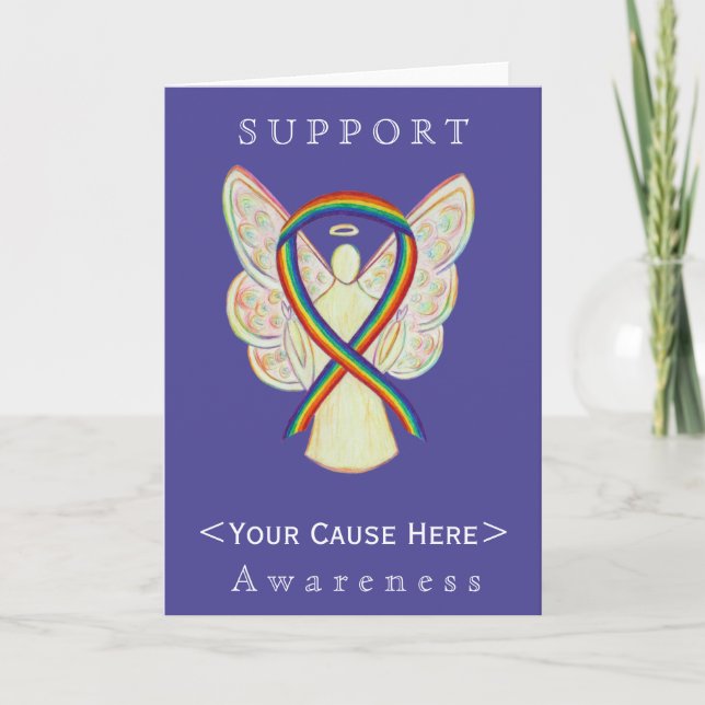 Carte Customisée Rainbow Awareness Ribbon Angel (Devant)
