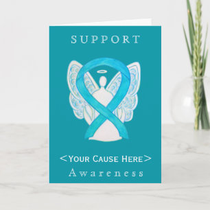 Carte Customisée Turquoise Awareness Ribbon Angel