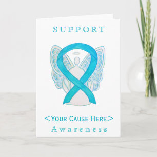 Carte Customisée Turquoise Awareness Ribbon Angel