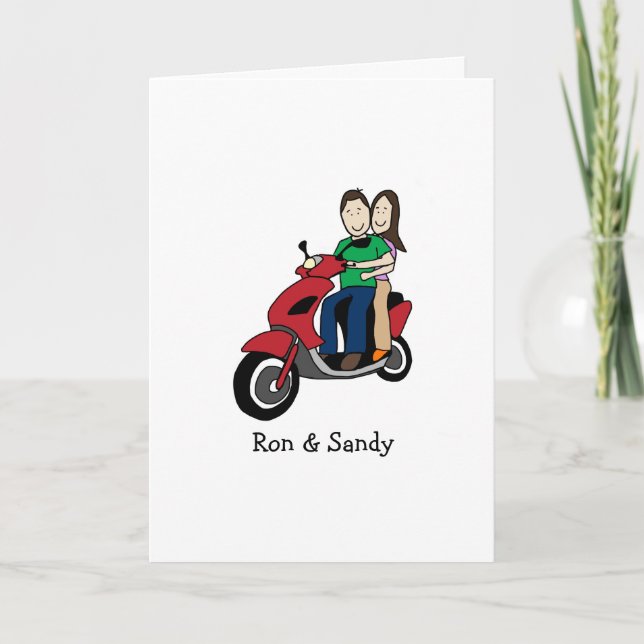 Carte Customizable card- scooter couple (Devant)