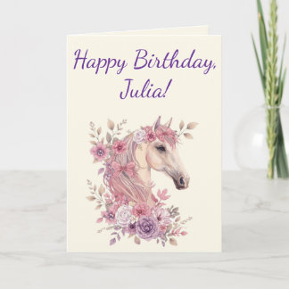 Carte Customizable Pretty Ponies and Petals Horse