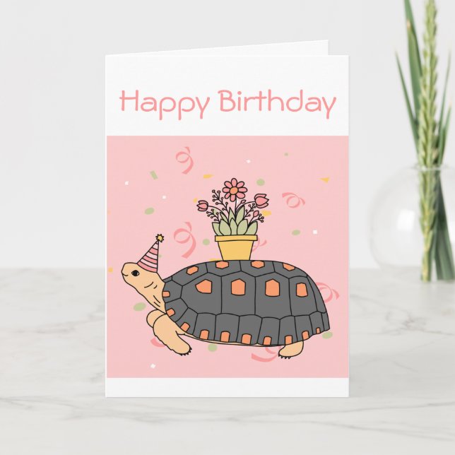 Carte Customizable Redfoot Tortoise Birthday Card 3 (Devant)