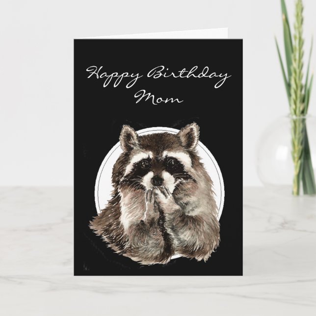 Carte Customize with Name Funny Birthday Cute Raccoon (Devant)