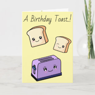 Carte CustomText/ Anniversaire Kawaii Nourriture Toast C