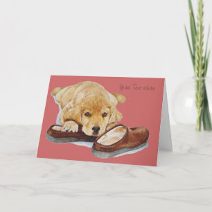 Carte cut puppy golden redriere dot thinking of you