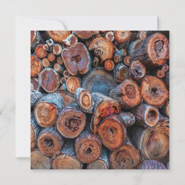 Carte Cut Tree Logs Stacked Together Pattern Photograph (Devant)