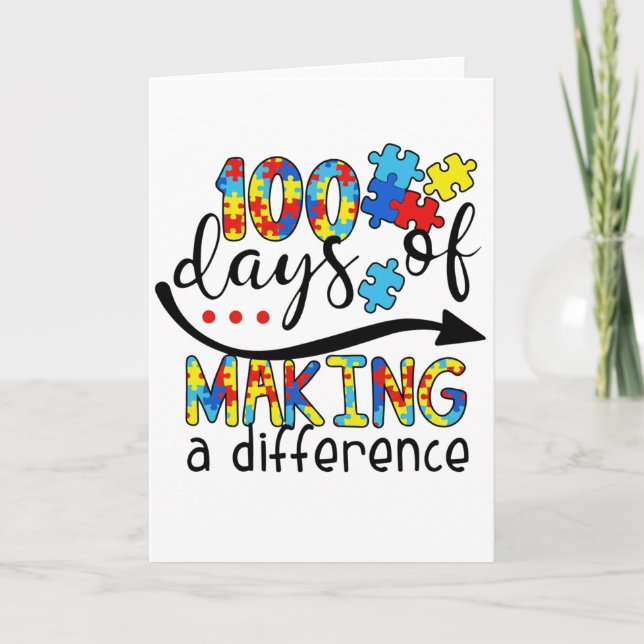 Carte Cute 100 Days Making A Difference Puzzle Inclusion (Devant)