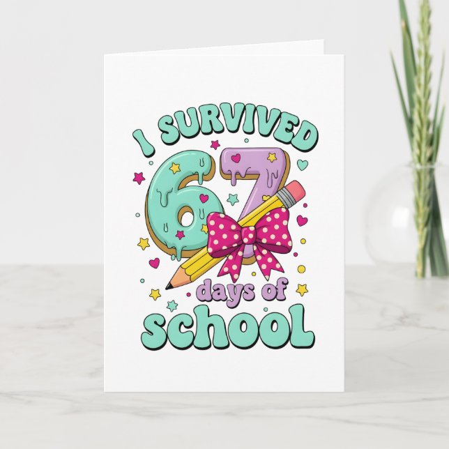 Carte Cute 67 Days Of School Pencil Bow Classroom Theme (Devant)