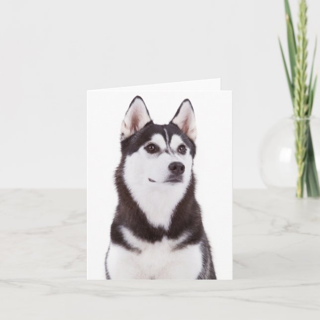 Carte Cute Amoureux des chiens chiot Siberian Husky Bonj (Devant)