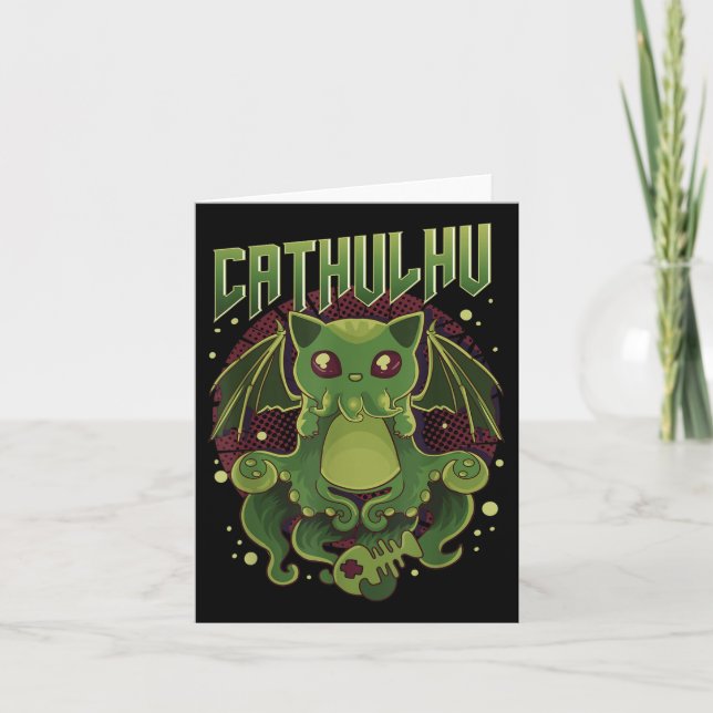 Carte Cute &amp ; Funny Cathulhu Kawaii Cat Cthulhu (Devant)