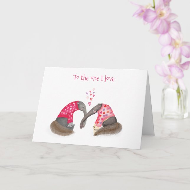 Carte Cute anteaters in love Valentine's Day card (Orchidée)