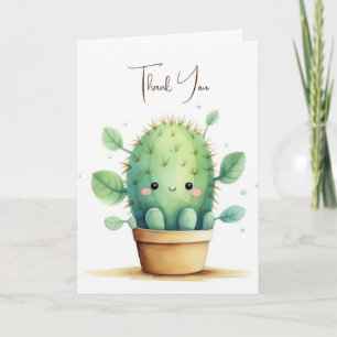 Carte Cute Aquarelle Cactus En Pot