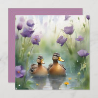 Cute Aquarelle Canard N Fleur sauvage Blanc