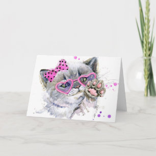 Carte Cute Aquarelle Kitten