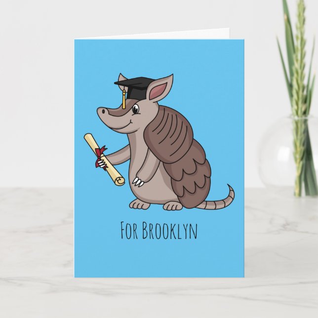 Carte Cute armadillo avec dessin animé de la casquette d (Devant)
