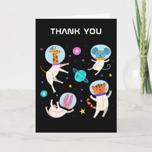 Carte Cute astronaute Animaux flottant dans le Merci spa
