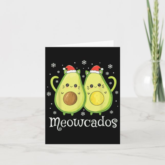 Carte Cute Avocado Kitten Pun drôle de Noël Alimentation (Devant)