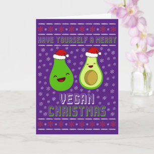 Carte Cute Avocados Joyeux Vegan Noël