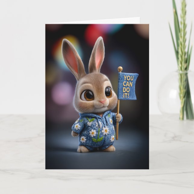 Carte Cute Baby Bunny in Daisy Romper Encouragement (Devant)