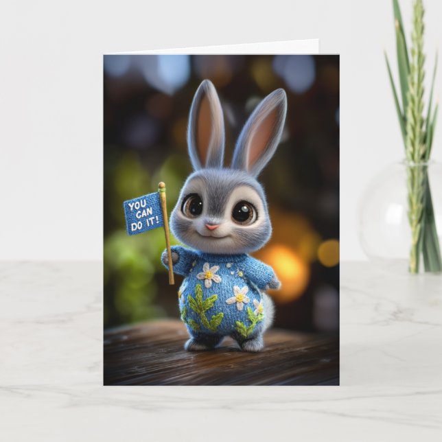 Carte Cute Baby Bunny in Floral Sweater Encouragement (Devant)