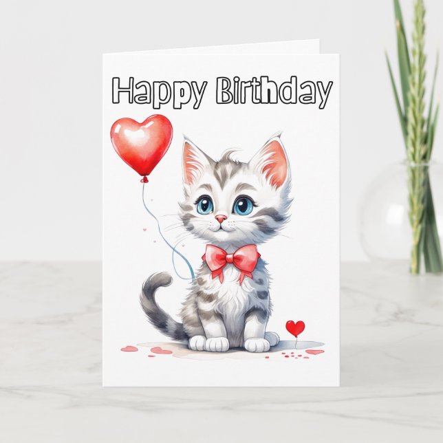 Carte Cute Baby Kitten Joyeux Anniversaire (Devant)