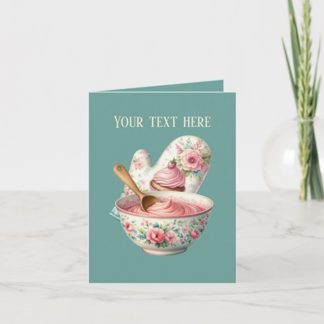 Carte Cute bakery oven mitt and bowl customizable (Devant)