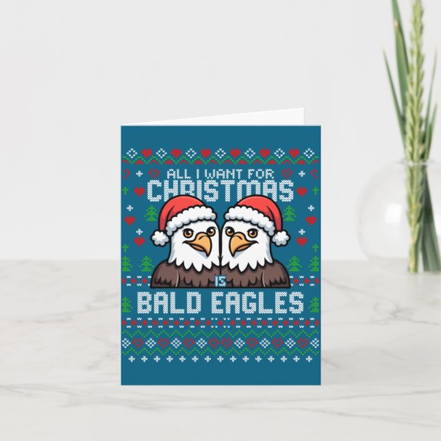 Carte Cute Bald Eagles Christmas Ugly Xmas Sweater Patri (Devant)