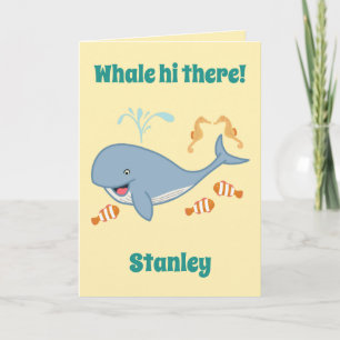 Carte Cute baleine hippocampe poisson clown océan annive