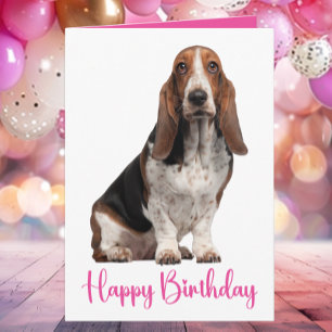 Carte Cute Basset Hound Anniversaire Rose Chien Maman