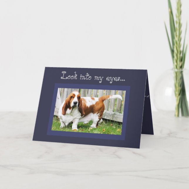 Carte Cute Basset Hound sur Funny Birthday Card avec Gât (Devant)