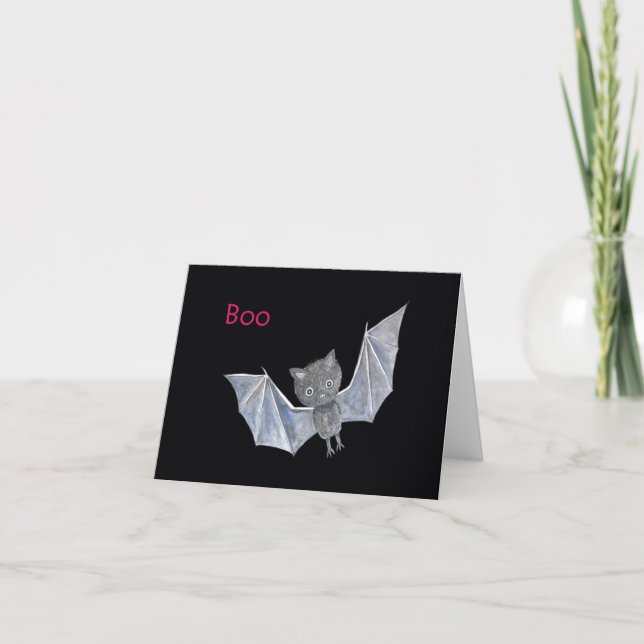 Carte Cute Bat Boo Drôle Adorable Bat Halloween (Devant)