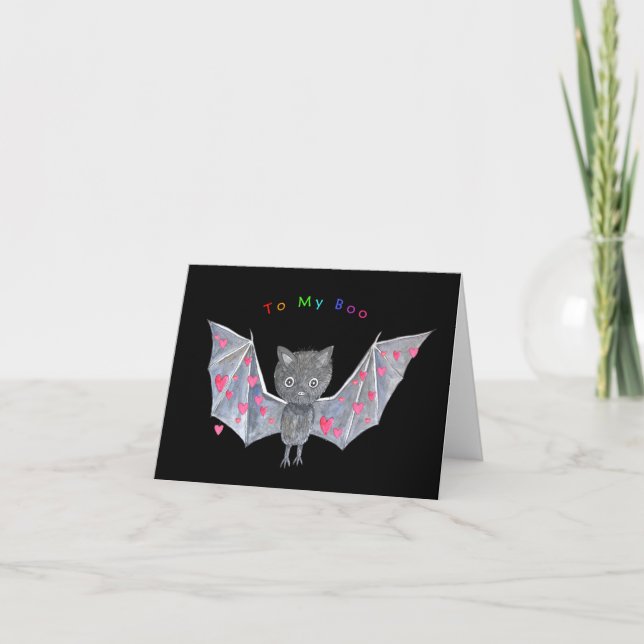 Carte Cute Bat To my Boo Love Valentine anniversaire (Devant)